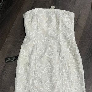 NWT Ann Taylor White Strapless Lace Sequin Dress Size 8